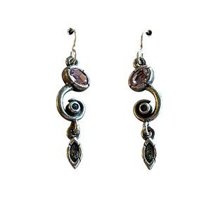 Patricia Locke Spiral Dangle Silver Tone Handmade USA Earrings NWT